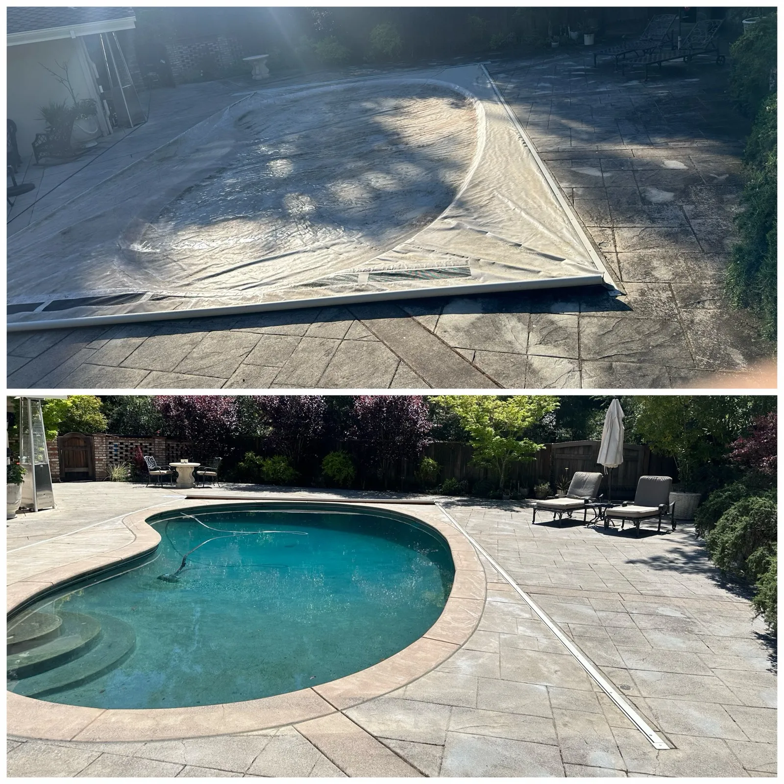 Stone paver pool deck