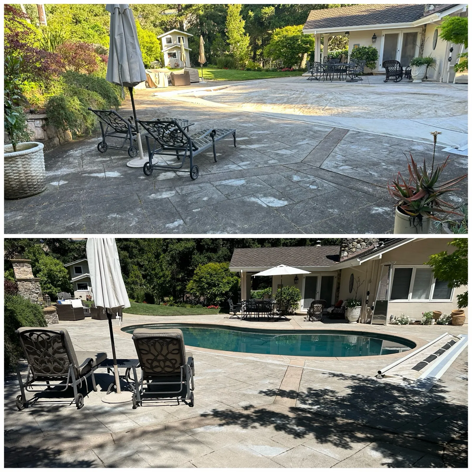Stone paver pool deck